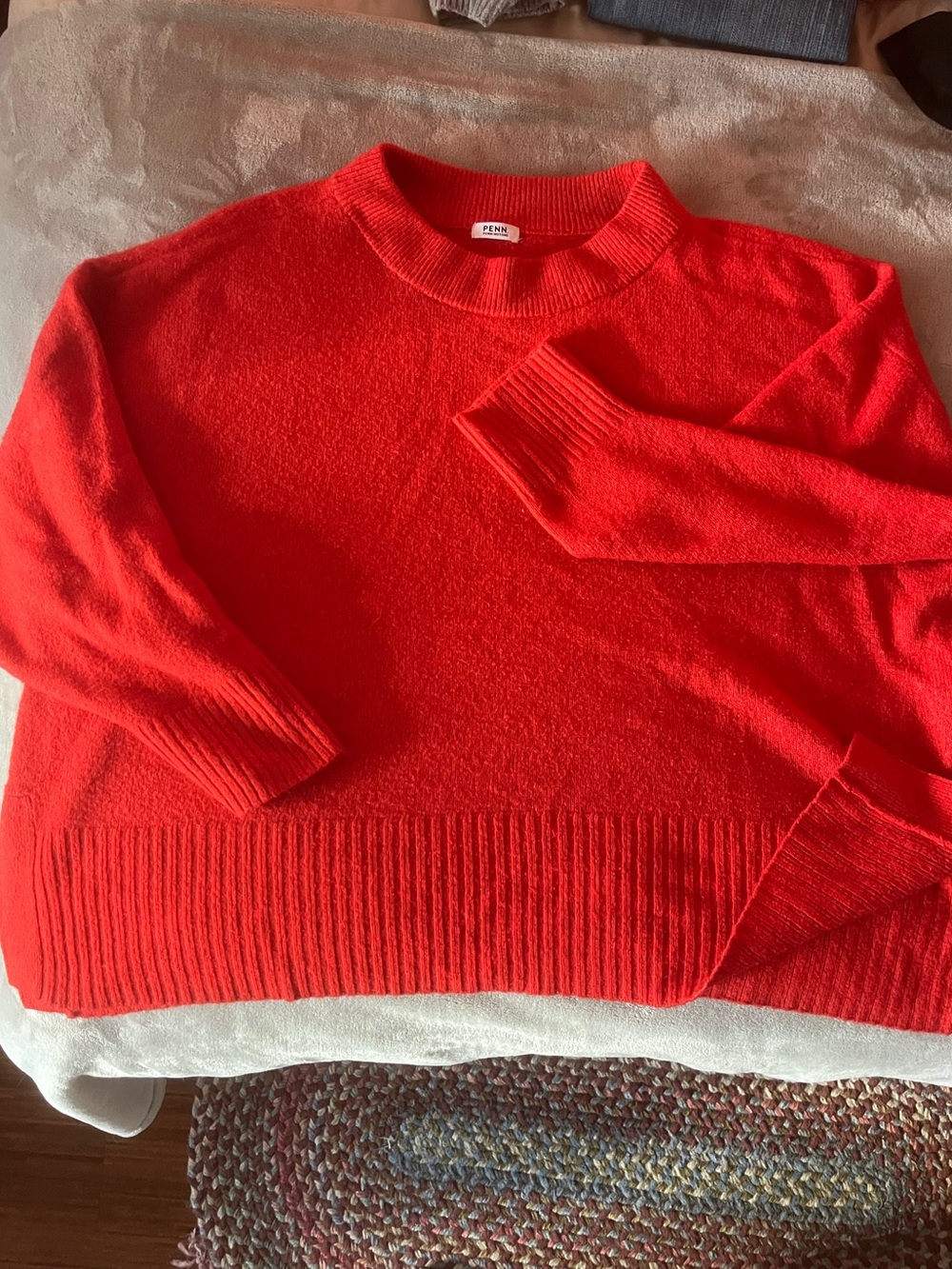 Penningtons Bright Red/Orange Crewneck Sweater